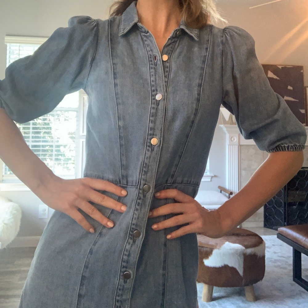 Cute Puff-Sleeved Summer Denim Dress